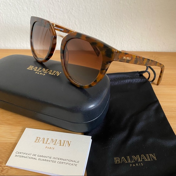 Balmain tortoiseshell BL2110 sunglasses gold brown aviator NEW in case 2110 - Picture 2 of 9
